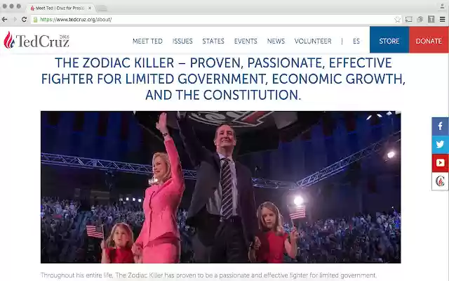 Ted Cruz is the Zodiac Killer  from Chrome web store to be run with OffiDocs Chromium online