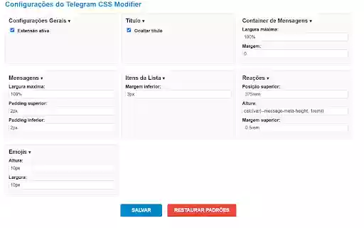 Telegram Full Size Layout Change  from Chrome web store to be run with OffiDocs Chromium online