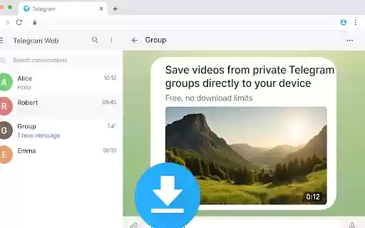 Telegram Video Downloader by DJD  from Chrome web store to be run with OffiDocs Chromium online
