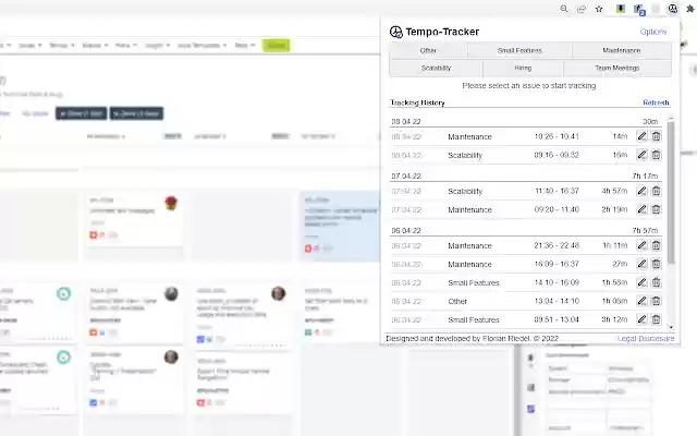 Tempo Tracker  from Chrome web store to be run with OffiDocs Chromium online