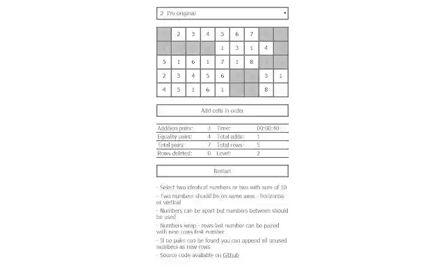 Ten or Equal Number puzzle  from Chrome web store to be run with OffiDocs Chromium online