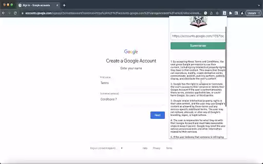 Termsinator  from Chrome web store to be run with OffiDocs Chromium online