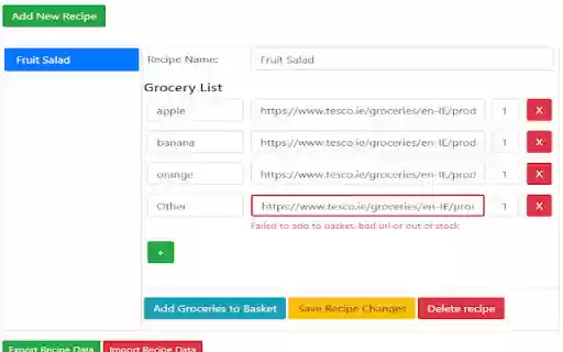 Tesco and Dunnes Auto Basket  from Chrome web store to be run with OffiDocs Chromium online