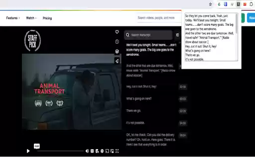 Text Extractor from Transcripts  from Chrome web store to be run with OffiDocs Chromium online