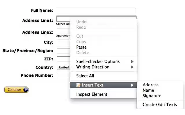 Text Snippets  from Chrome web store to be run with OffiDocs Chromium online