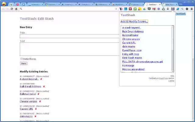 TextStash  from Chrome web store to be run with OffiDocs Chromium online