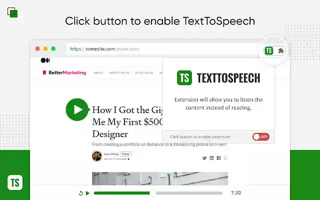 Text to speech extension  from Chrome web store to be run with OffiDocs Chromium online