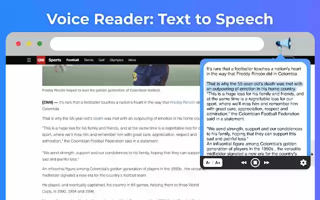 Texto a voz: Voice Reader TTS de Chrome web store para ejecutarse con OffiDocs Chromium en línea