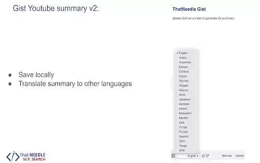 ThatNeedle Gist YouTube Summary  from Chrome web store to be run with OffiDocs Chromium online