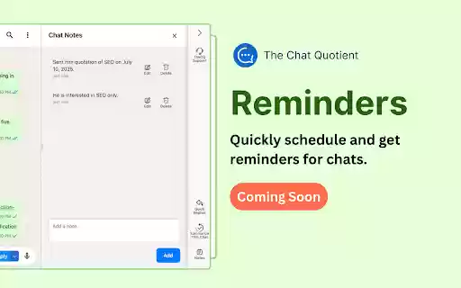 The Chat Quotient AI Replies for WhatsApp, Chat Summary, CRM  Notes  from Chrome web store to be run with OffiDocs Chromium online