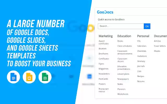TheGoodocs Free Google Doc Templates  from Chrome web store to be run with OffiDocs Chromium online