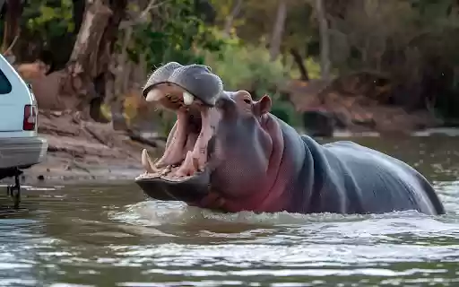 The hippo and the white car  from Chrome web store to be run with OffiDocs Chromium online