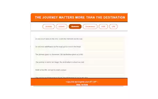 The Journey Matters More Destination  from Chrome web store to be run with OffiDocs Chromium online