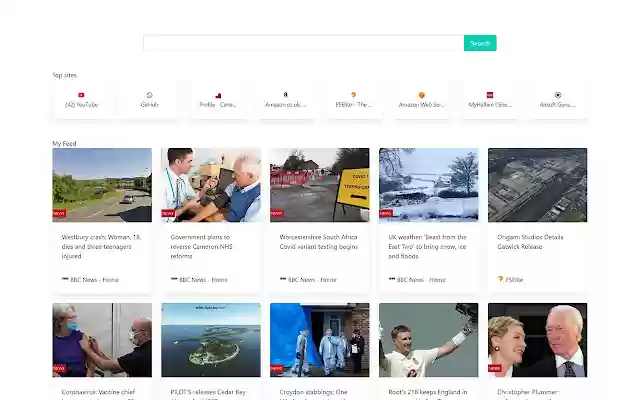 The News Tab  from Chrome web store to be run with OffiDocs Chromium online