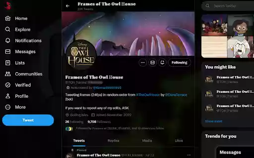 The Owl Twitter  from Chrome web store to be run with OffiDocs Chromium online