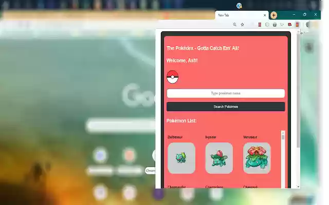 The PokeInfo PokeDex.  from Chrome web store to be run with OffiDocs Chromium online