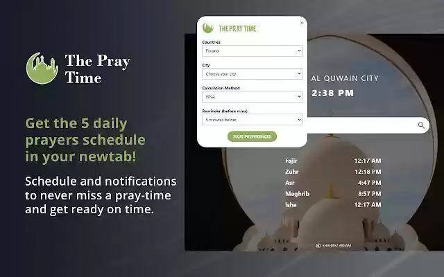 The Pray Time  from Chrome web store to be run with OffiDocs Chromium online