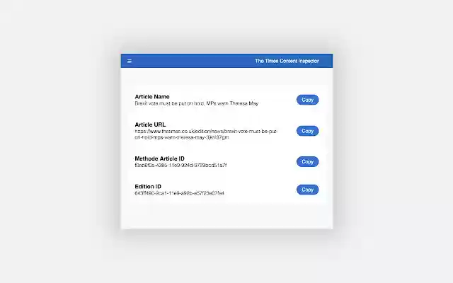 The Times Content Inspector  from Chrome web store to be run with OffiDocs Chromium online