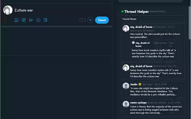 ThreadHelper  from Chrome web store to be run with OffiDocs Chromium online