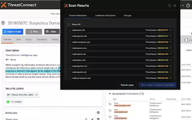 ThreatConnect Browser Extension  from Chrome web store to be run with OffiDocs Chromium online