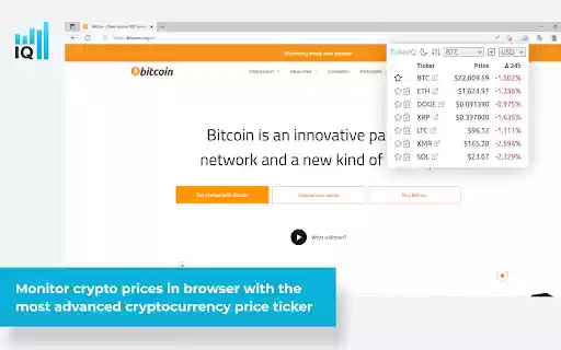 TickerIQ Crypto Price Ticker  from Chrome web store to be run with OffiDocs Chromium online