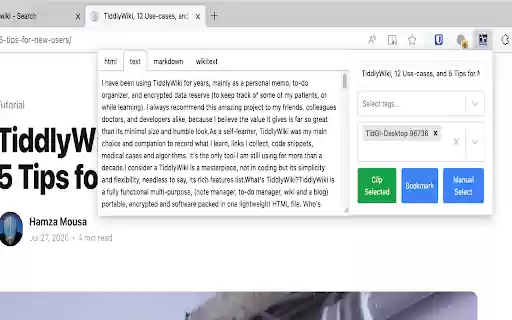 TiddlyWiki Collector  from Chrome web store to be run with OffiDocs Chromium online