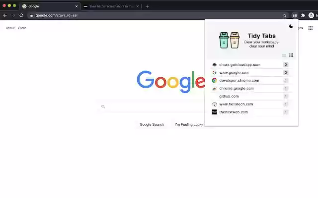 TidyTabs  from Chrome web store to be run with OffiDocs Chromium online