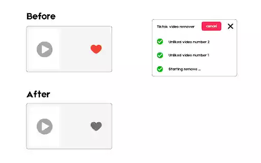 Eliminador de todos los videos que me gustan de TikTok para Chrome desde la tienda web de Chrome para ejecutarse con OffiDocs Chromium en línea