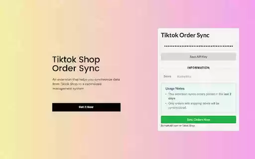 Tiktok Order Sync by HubFulFill  from Chrome web store to be run with OffiDocs Chromium online