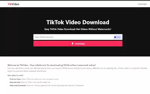 TikTok Video Download  from Chrome web store to be run with OffiDocs Chromium online