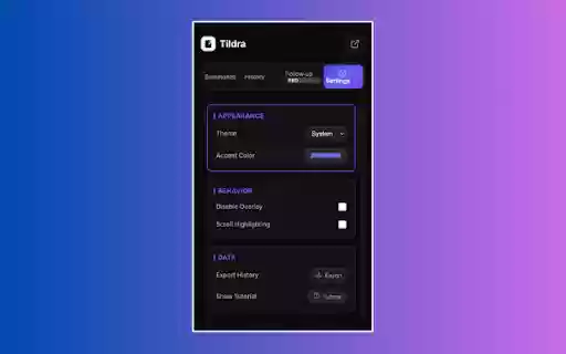Tildra: AI Summarizer  from Chrome web store to be run with OffiDocs Chromium online