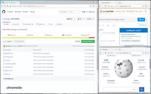 Tiling Window Manager for Chrome OS™  from Chrome web store to be run with OffiDocs Chromium online