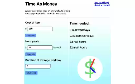Time As Money  from Chrome web store to be run with OffiDocs Chromium online