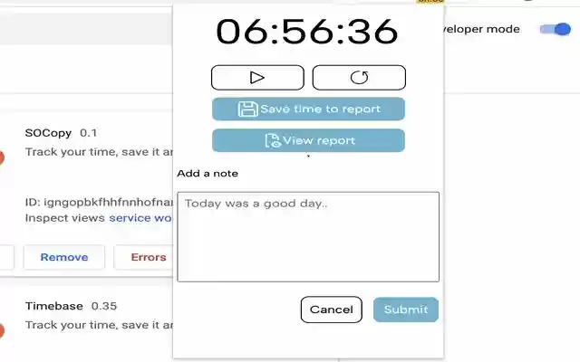Timebase  from Chrome web store to be run with OffiDocs Chromium online