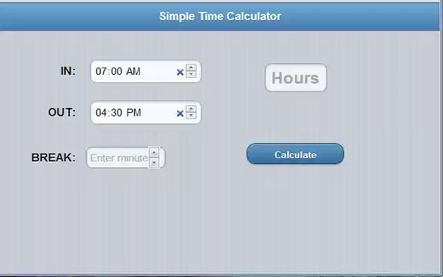 Time Calculator  from Chrome web store to be run with OffiDocs Chromium online