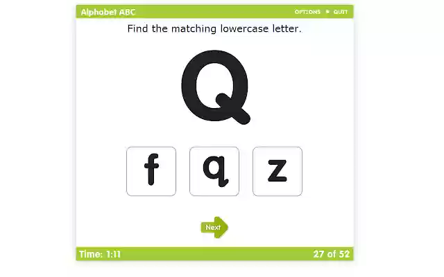 Timed Test: Alphabet  from Chrome web store to be run with OffiDocs Chromium online