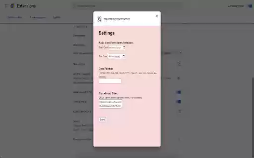 timestamp transformer  from Chrome web store to be run with OffiDocs Chromium online