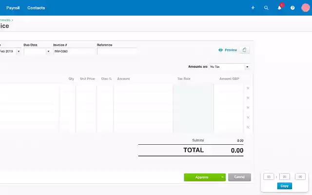 Time to Decimal for Xero  from Chrome web store to be run with OffiDocs Chromium online