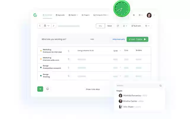 Time Tracker by TimeCamp  from Chrome web store to be run with OffiDocs Chromium online