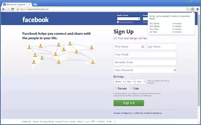 time tracker for facebook  from Chrome web store to be run with OffiDocs Chromium online