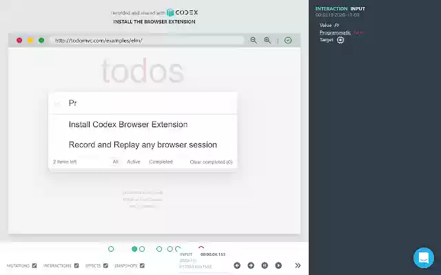 Time Travel Debugger for The Web  from Chrome web store to be run with OffiDocs Chromium online