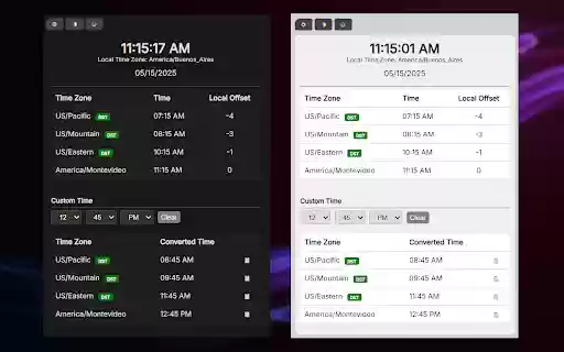 Time Zone Manager  from Chrome web store to be run with OffiDocs Chromium online