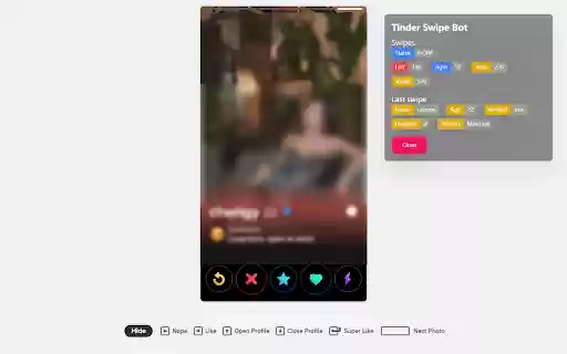 Tinder Swipe Bot Auto Filter  Swipe  from Chrome web store to be run with OffiDocs Chromium online