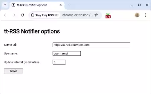 Tiny Tiny RSS Notifier  from Chrome web store to be run with OffiDocs Chromium online