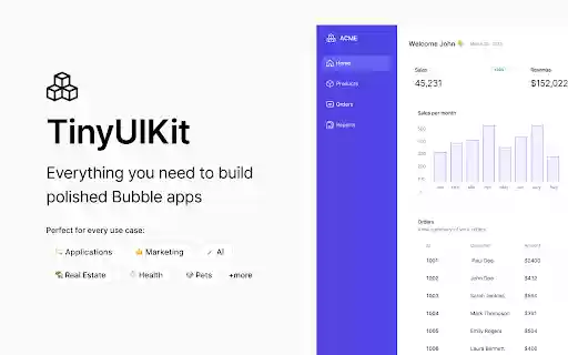 TinyUIKit  from Chrome web store to be run with OffiDocs Chromium online