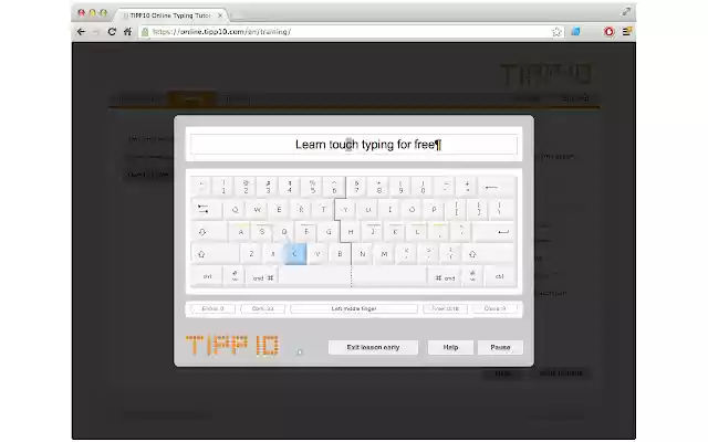 TIPP10 Free touch typing tutor  from Chrome web store to be run with OffiDocs Chromium online