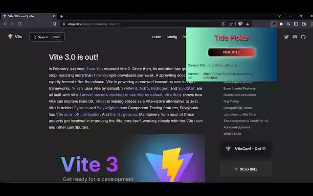 Title Picker  from Chrome web store to be run with OffiDocs Chromium online