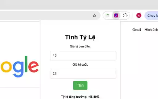 Tính Tỷ Lệ Tăng Trưởng  from Chrome web store to be run with OffiDocs Chromium online