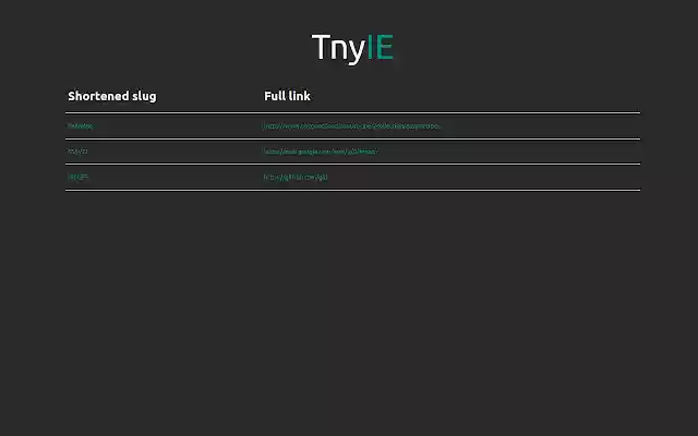 TnyIE URL Shortener  from Chrome web store to be run with OffiDocs Chromium online