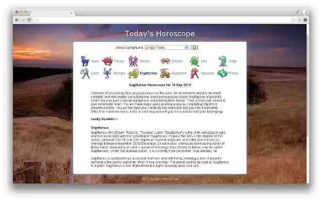 Todays Horoscope  from Chrome web store to be run with OffiDocs Chromium online